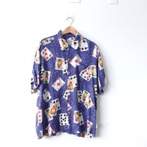VINTAGE Toes On The Nose Shirt Mens XL Blue‎ Hawaiian Aloha Camp Hula Girls Card